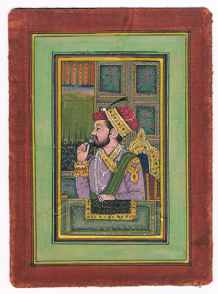 Miniature Portrait Of Mughal Emperor Shahjahan Mughal Art Painting 3.75X5″