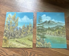 Original Realism Oil Paintings on Canvas Landscape with Trees and Lake 14 X 18
