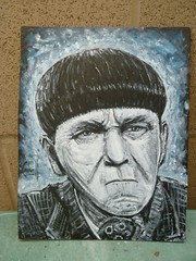 Three Stooges MOE comedy ICON new 8×10 wood original painting art signed Crowell