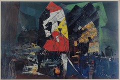 XAVIER GONZALEZ 1898-1993 Hong Kong SPAIN NEW YORK MODERNIST ABSTRACT Lithograph