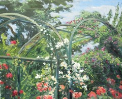 Impressionist paintings on canvas original plien aire. The Rose Garden. 20×24 „