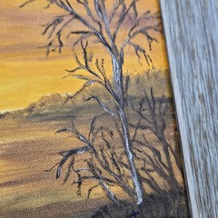 Sunset On The Lake Signed Meschaut 1987 Original Oil Painting VTG Rare