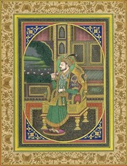 Miniature Portrait Of Mughal Emperor Shahjahan Mogul Paintings 10.5×13.5 inches