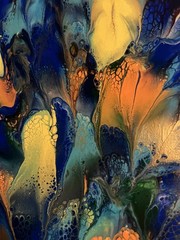 Peacock Feather Acrylic Pour Canvas Painting