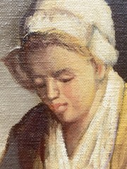 J.U. Bolthuisen Dutch Interior Genre Scene Oil Painting Woman Kitchen Framed