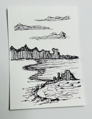 ACEO Original Pen And Ink Lanscape Nature Sketch Drawing Nostalgic Dark Art