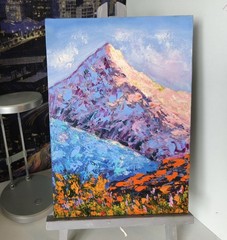 Mountain Landscape Original Oil Painting  29.5×21 cm  Canvas Panel  Impasto Art