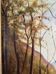 Old Oil On Panel Landscape View Of A Forest In Autumn Trees Barbizon?