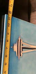 Space Needle Seattle Ceramic Tile Art 11 1/2 x 11 1/2 Hand Painted