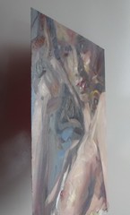 GERRY MILLER -. Original Artwork.“Woman“ oil paint on box. 19x29cm
