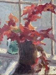 RUTH SEGAL PAINTING AMERICAN NEW YORK STILL LIFE WINDOW VIEW ANTIQUE LISTED OIL
