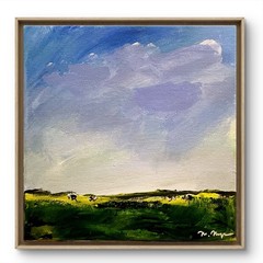 Mary Myers Original Abstract Impressionism 10×10 Cows in Pasture Signed