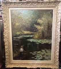 Geza Biro Original Oil Painting On Canvas “In The Boat”