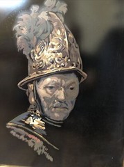 Original Oil On Velvet MCM Medieval Soldier Painting 22″ By 18″ Ex