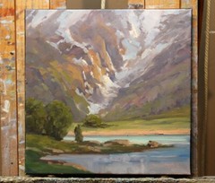 Jeff Love Art Original Oil Painting Western Landscape Snowy Mountain Glacier