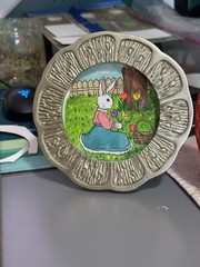 Original Sweet Garden Bunny, Watercolor And Gouache Painting 4×4 In Framed Art