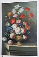Unknow Artist „Still Life Floral“ 24″ x 36″ Oil Painting was $300