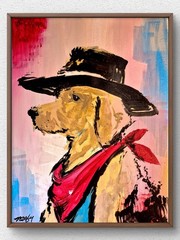Original Animal Art 11×14 Acrylic Canvas Abstract Whimsical Signed Painting A150