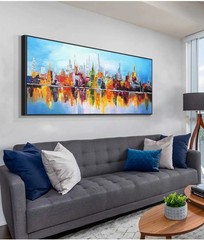 Minneapolis Cityscape Skyline Oil paintings Abstract Palette Knife Hand Painted