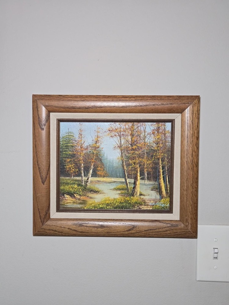 Original Oil Fall or Autumn Landscape Painting by Artist Philip Cantrell, Framed