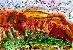 Abiquiu Watercolor Painting Pen And Ink The Colors Of Abiquiu2 Original By Mel