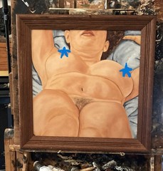 “ Reclining “ VANWINKLE ORIGINAL NUDE woman oil painting 16×16 Framed, signed