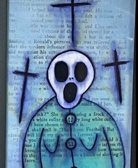 Original Painting Ghost Woman Blue #14 framed Dark art Horror halloween Oddity