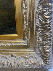 Escaped Rabbits & Guinea Pig Framed Oil On Canvas Painting Signed Byron 16x20in.