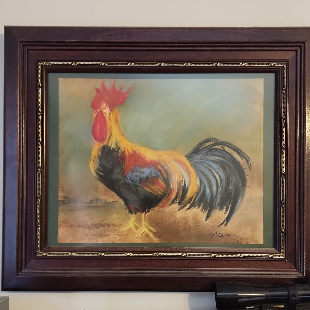 Rooster PASTEL framed