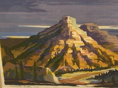 RARE Louie Ewing „Navaho Butte“ Original Gouache Painting & Serigraph Fine Art