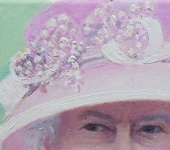 Sean Wu original oil portrait 12×12 on stretched canvas, Queen Elizabeth II
