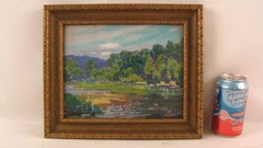 Antique Howard Patterson River Landscape O/B Painting