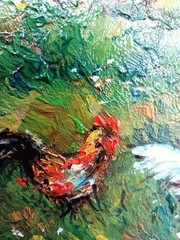 Rooster Original Oil Painting 4×6 Framed Signed Farmhouse Chicken Landscape Art