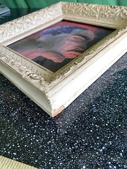 Old Portrait Of Man W/ Eyes Closed Framed With Quick Flip Change Of Art In Back
