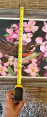 Hand Oil Painting On Canvas American Robin Nestled With Blooming Dogwood Flowers