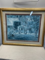 Vintage Watercolor „The Homestead Garden” Print Signed