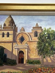 GLORIA LEE PAINTING LANDSCAPE MISSION ORIGINAL LISTED FAMOUS FLORAL GARDEN BLOOM