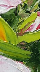 Flowers Peonies #5 Original Painting oil for her Impasto handmade wall art ooak