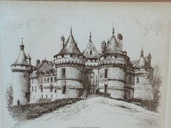 Antique Engraving Chateau de Chaumont Matted Framed By LEOPOLD ROBIN 19th c