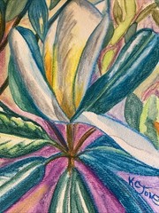 MAGNOLIA Water-soluble Crayon Painting Louisiana Mississipi flower K C Jones Art