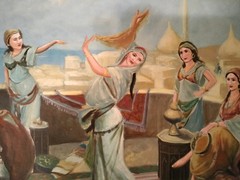 Turkish Oriental original painting, signed, Dancing Girl in Harem. 23.5X19.5(h)