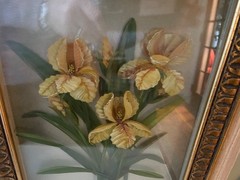 Edmond J. Nogar Dimensional Iris Oil Painting Glass Art 12″ x 16″