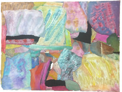 Vintage 1986 PAT MONSON Bedtime Stories Paper ABSTRACT Collage Painting – Listed