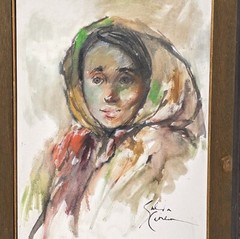 Salvador Cabrera 1930-1986 listed Filipino art Philippines Big Eye Woman