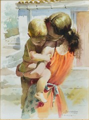 Rafael Sempere Esteve (Born 1928) WATERCOLOR, Fusion (Mother and Child)