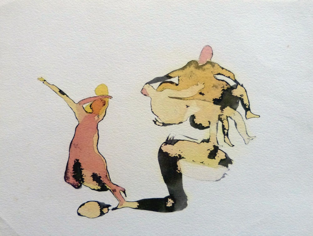 STUDY OF CHARACTERS ink drawing original ART directly from artist 24×32 cm