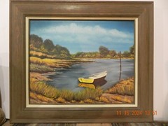 Acrylic / Giclee “ At Rest“ on Long Island on Canvas, Framed & Signed