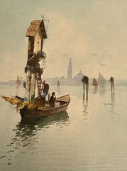 19TH CENTURY PAINTING VIEW NAUTICAL LANDSCAPE ANTIQUE 1850’S OLD BOATS MASTERFUL