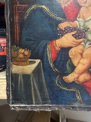 Antique Cusco School Peru Oil Painting Madonna With Child. 21 X 29 Inches
