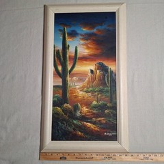 Bernard B DUGGAN Signed 12X24 Oil Painting On Canvas Southwestern Desert 1970s